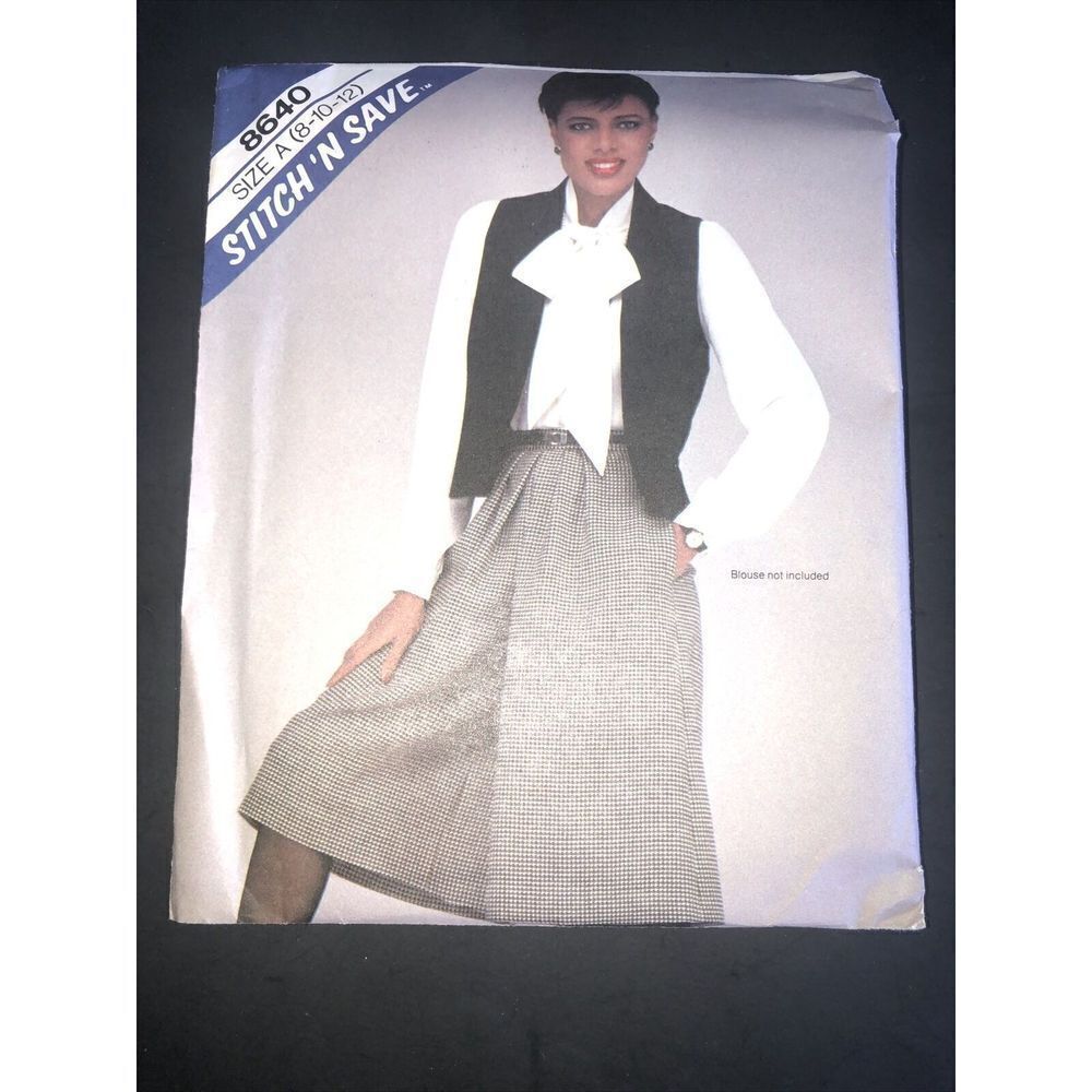 STITCH 'N SAVE by McCALL'S 8640, Vintage Sewing Pattern, Misses' Vest & Culottes